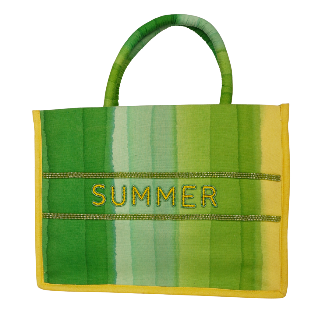 Lime Summer Tote – Fresh Green Ombre Canvas Bag