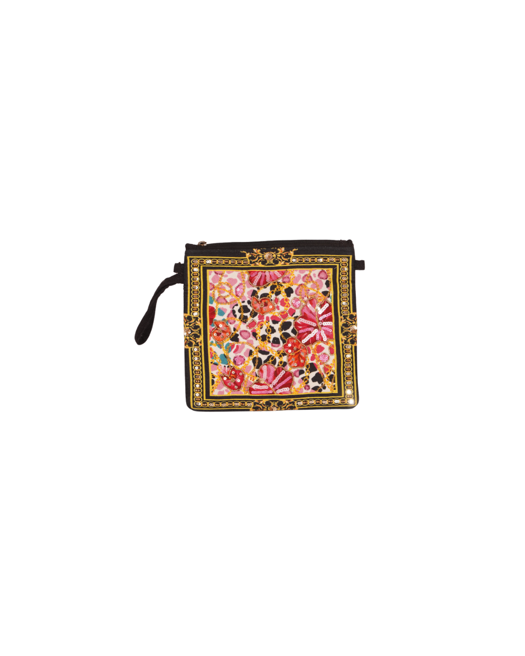Baroque Bloom Embroidered Mini Pouch