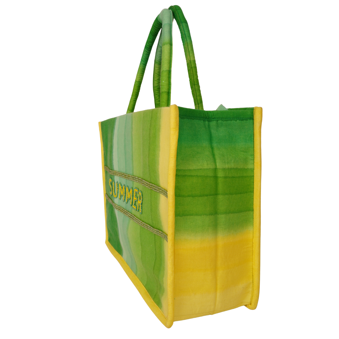Lime Summer Tote – Fresh Green Ombre Canvas Bag