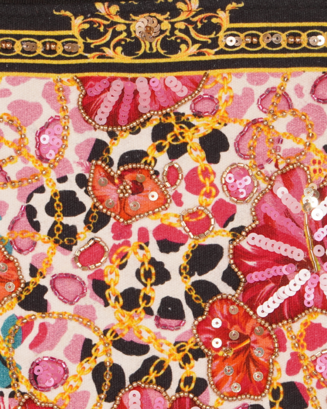 Baroque Bloom Embroidered Mini Pouch