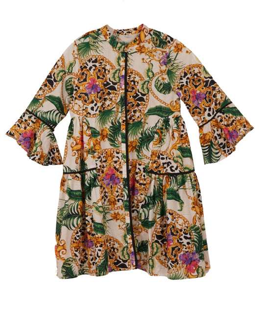 Chain and leaves mini dress