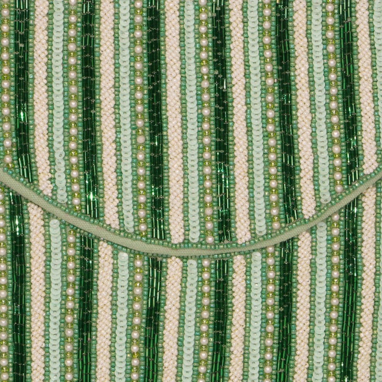 Green Striped Beaded Envelope Clutch – Fresh Meadow Tones