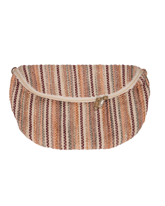 Multicolor Striped Boho Half-Moon Banana Bag