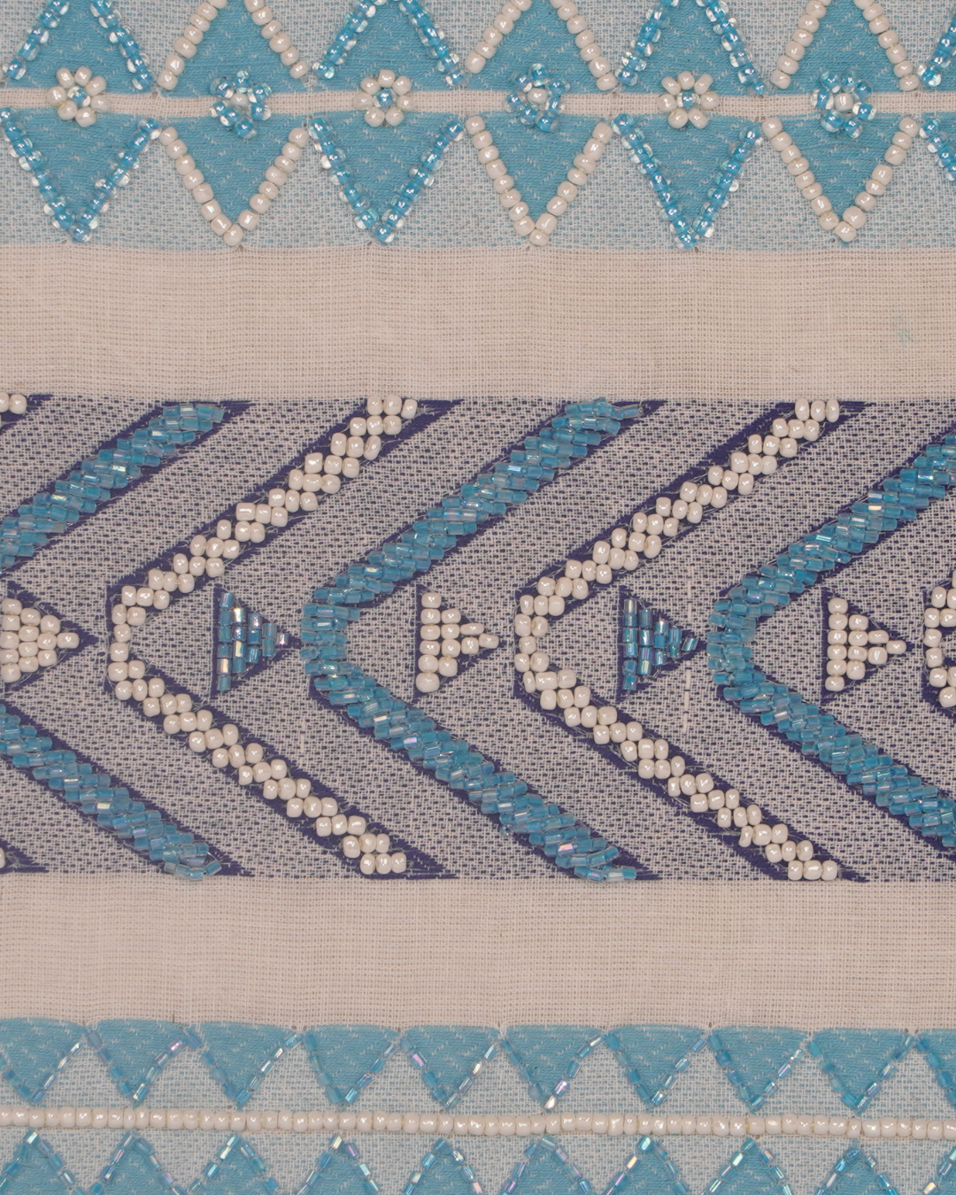 Blue Tribal Embroidered Canvas Pouch