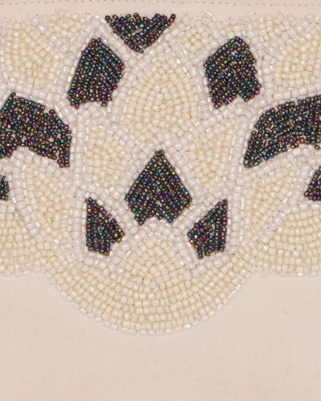 Ivory Beaded Clutch with Geometric Motif