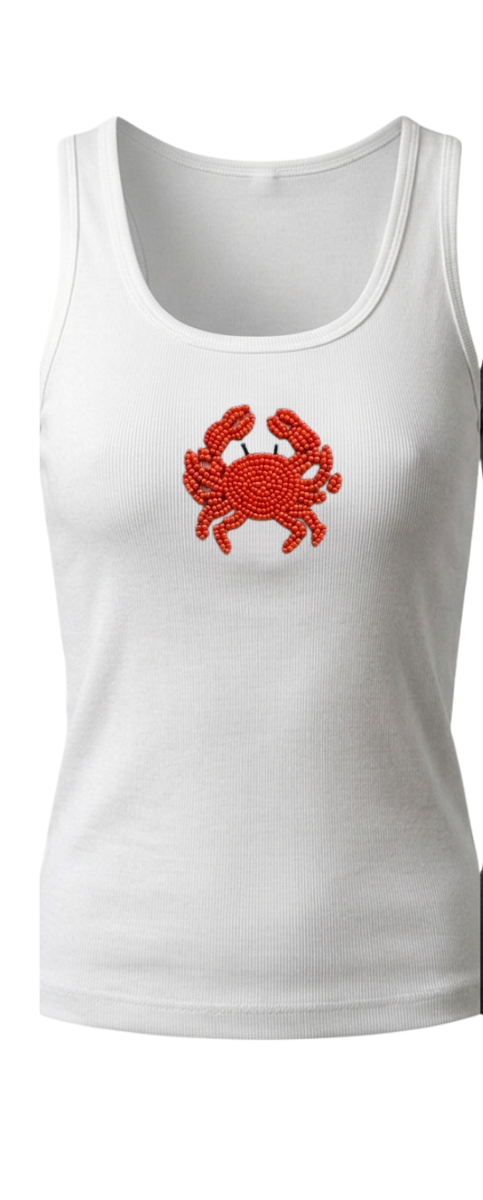 Women’s Beaded Crab Ribbed Tank Top