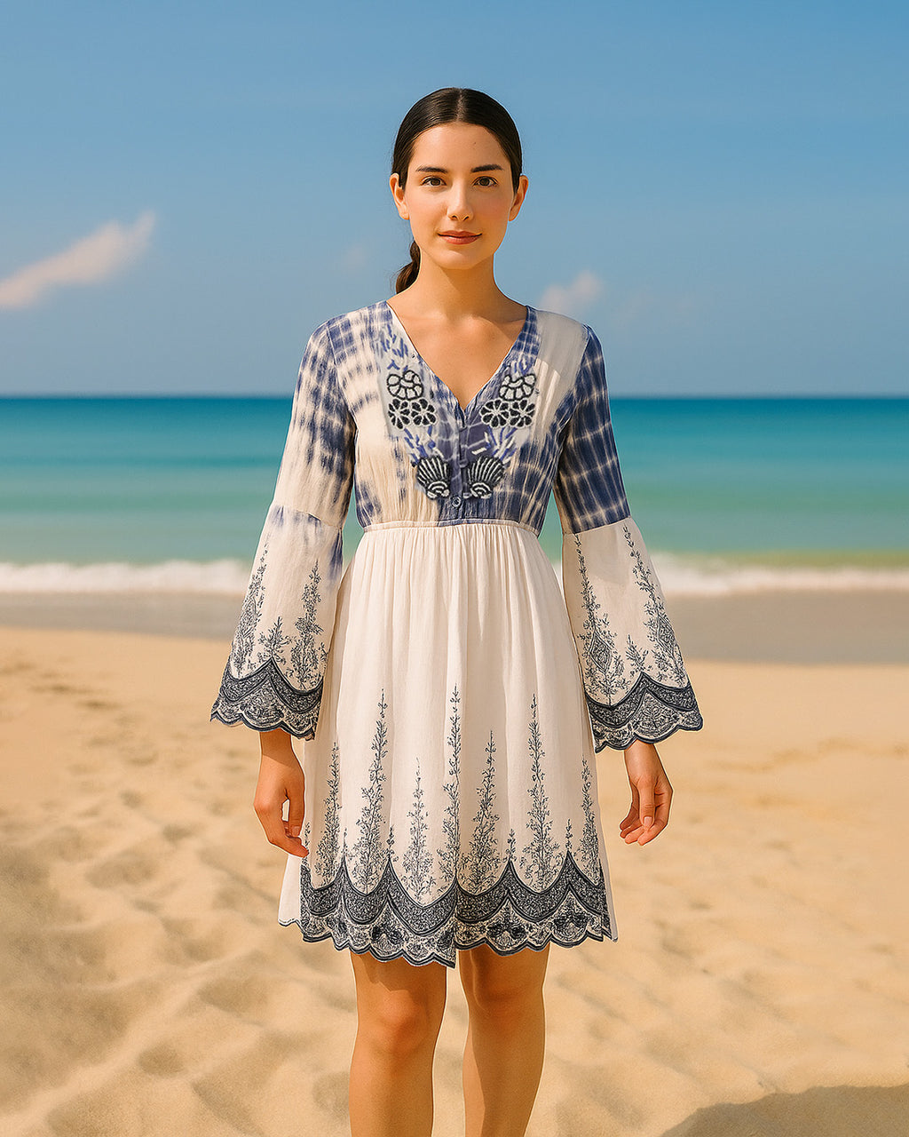 Bleu schiffli dress