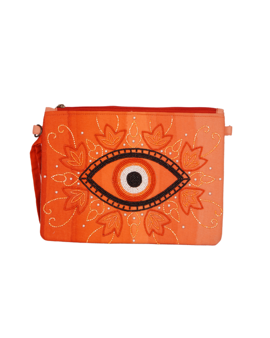 Orange Evil Eye Pouch
