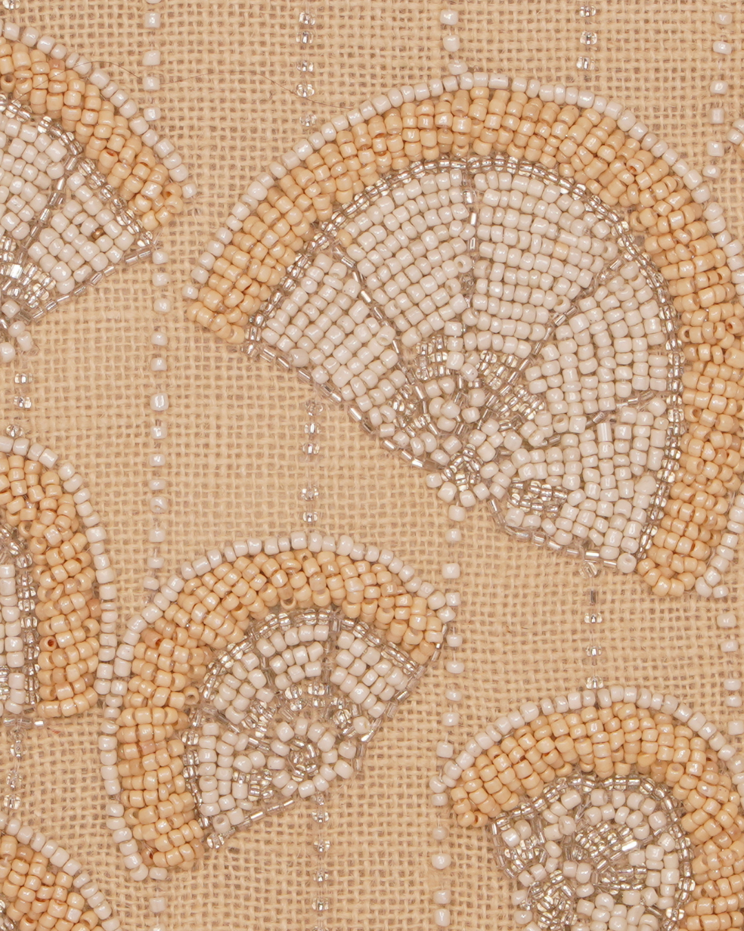 Beige Beaded Sling Bag with Lemon Motif