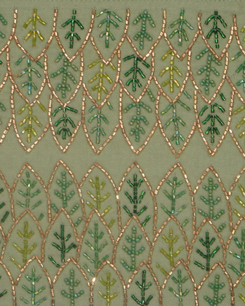 Green Leaf Embroidered Canvas Pouch