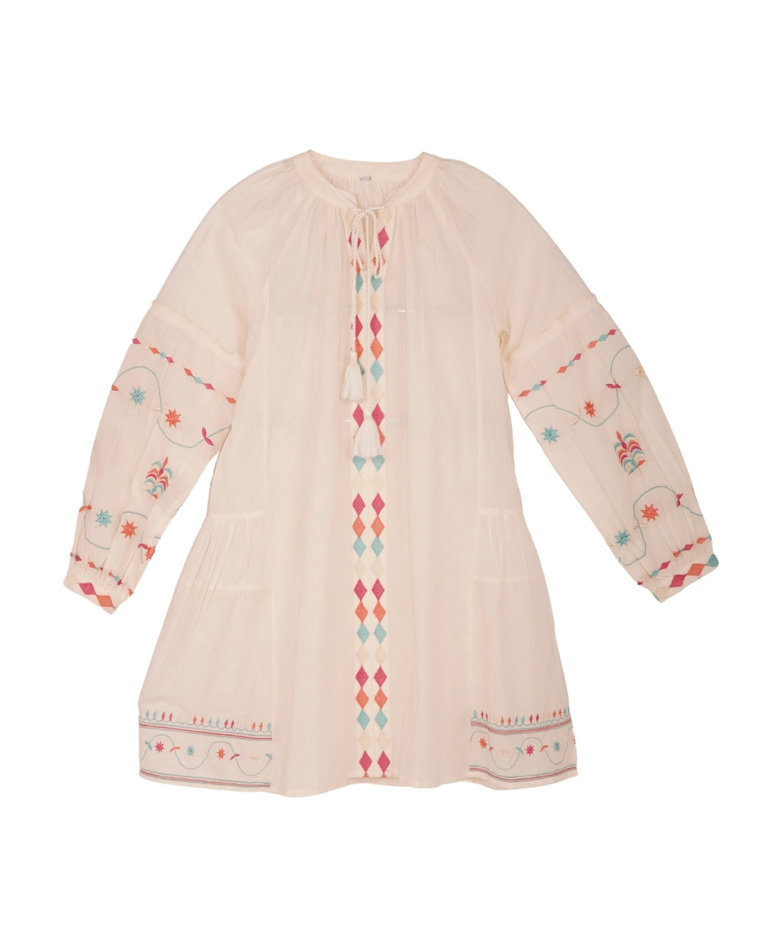 Cotton shirt embroidery dress