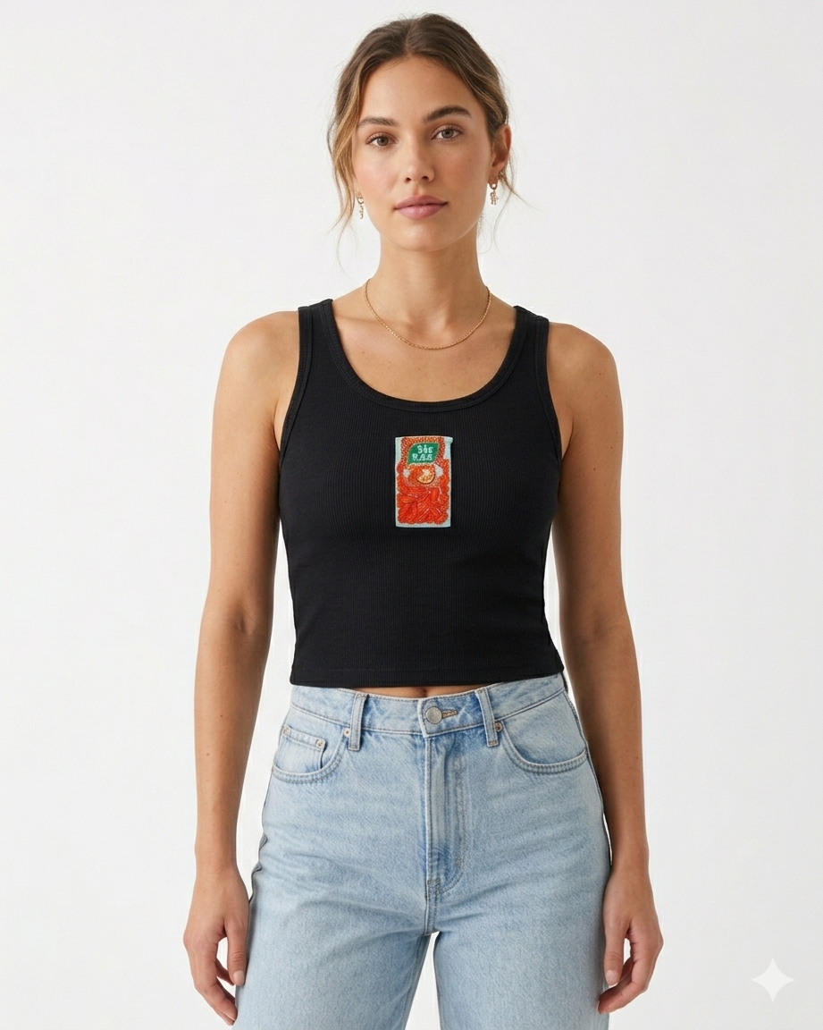 Women’s Beaded tic tak Ribbed Tank Top