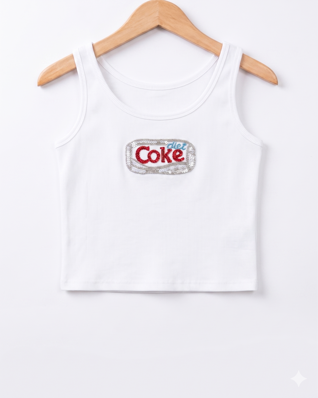 Women’s Beaded "Diet Coke" Ribbed Tank Top