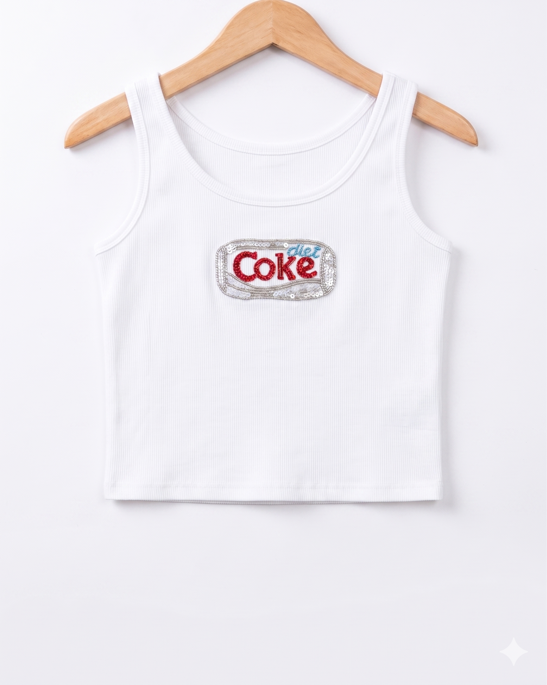 Women’s Beaded "Diet Coke" Ribbed Tank Top