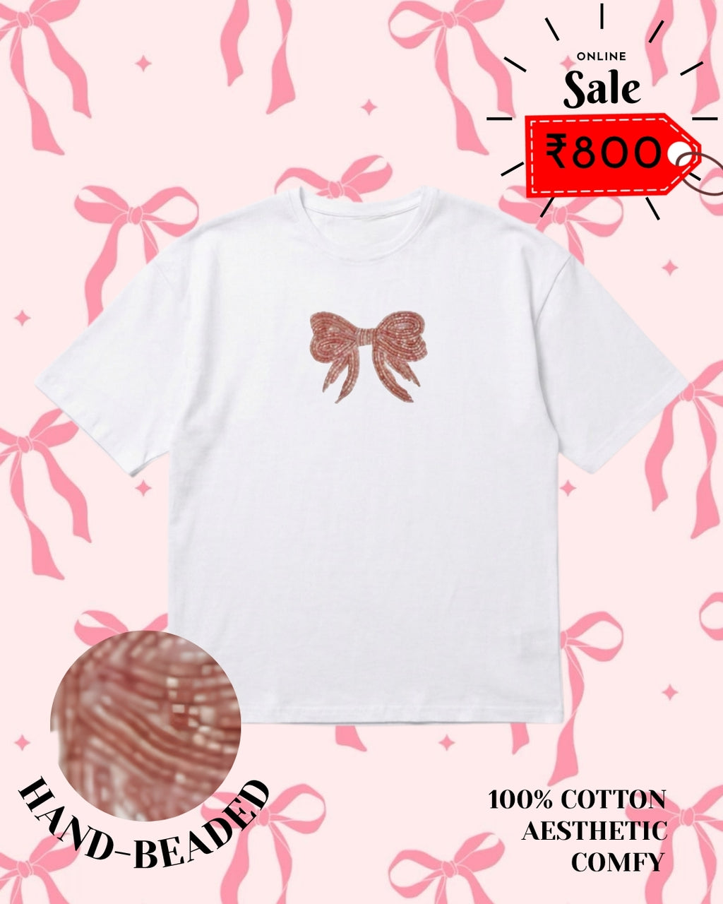 Bow : embroided cotton ribbed TSHIRT