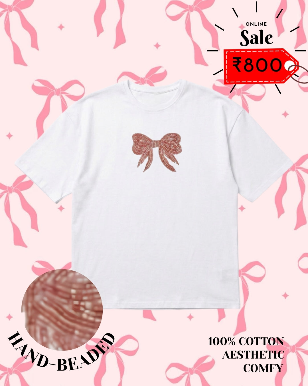 Bow : embroided cotton ribbed TSHIRT